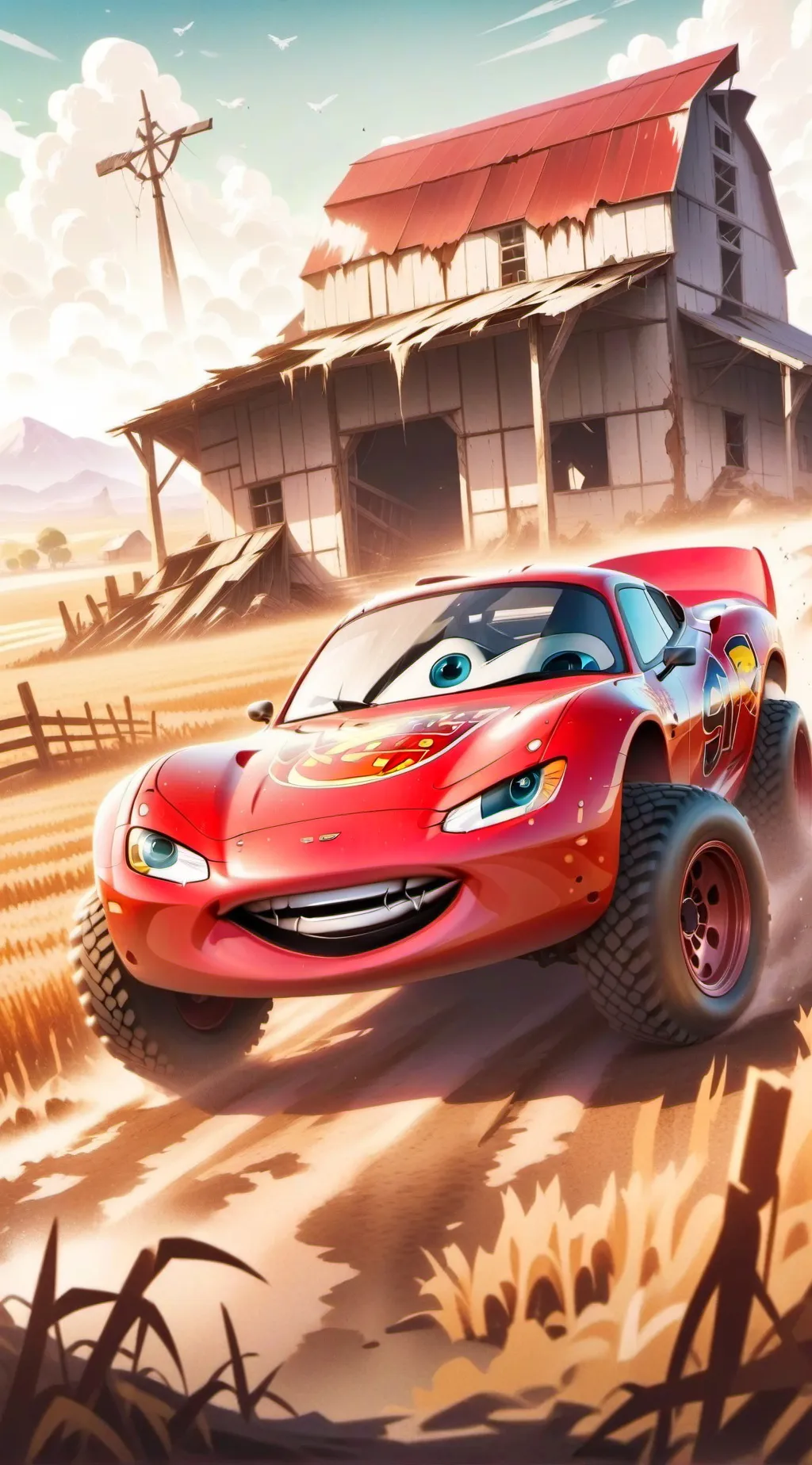 ai character: R lighting mcqueen background