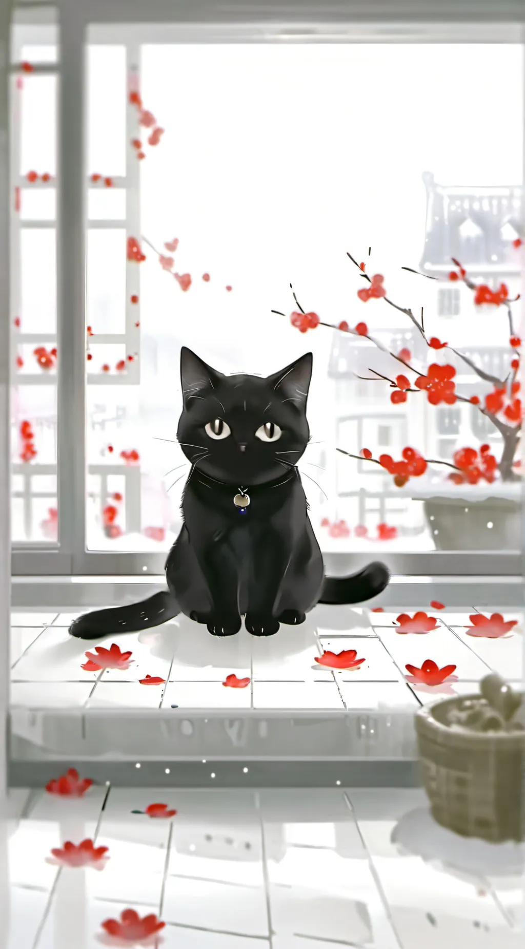 ai character: black cat  background