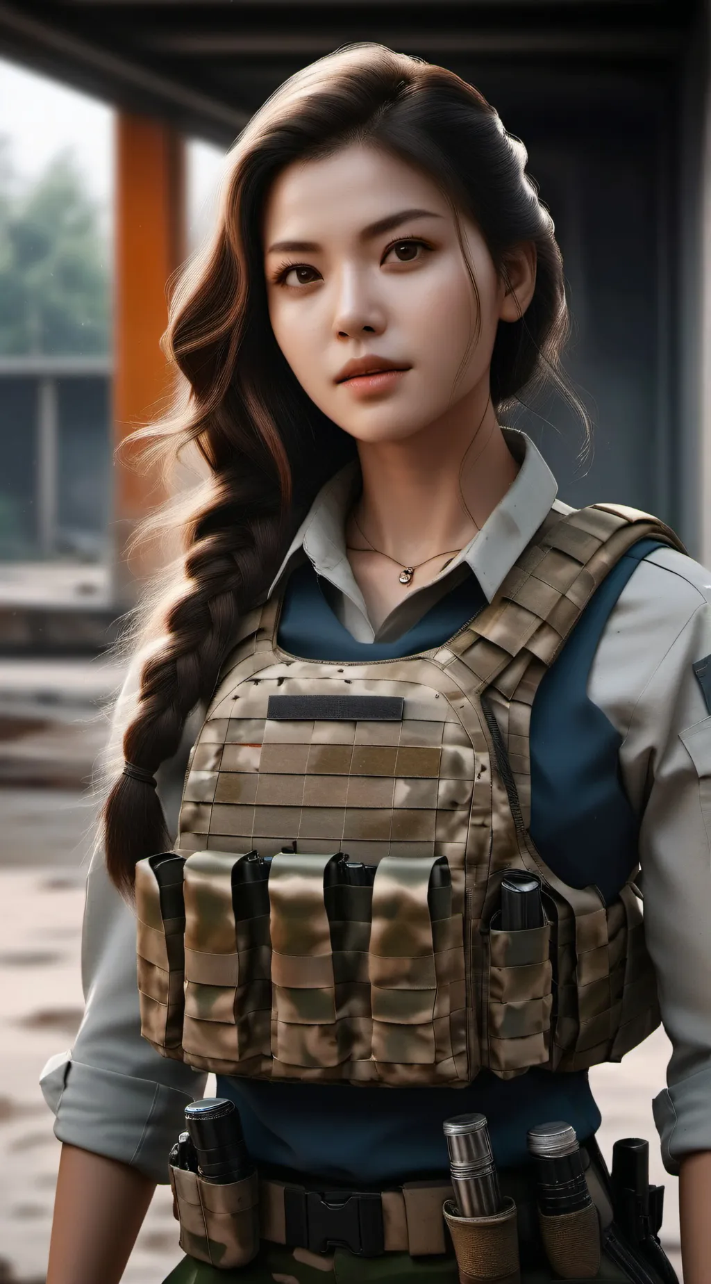 ai character: army girl background