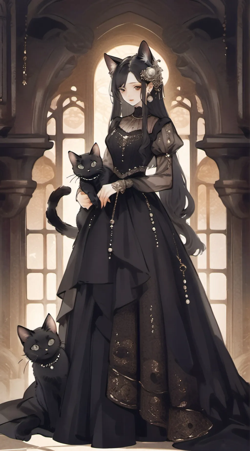 ai character: Black cat background