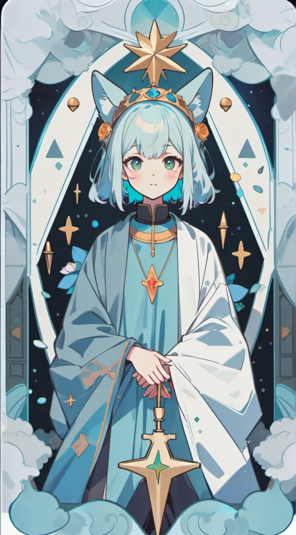 ai character: queen lilac background