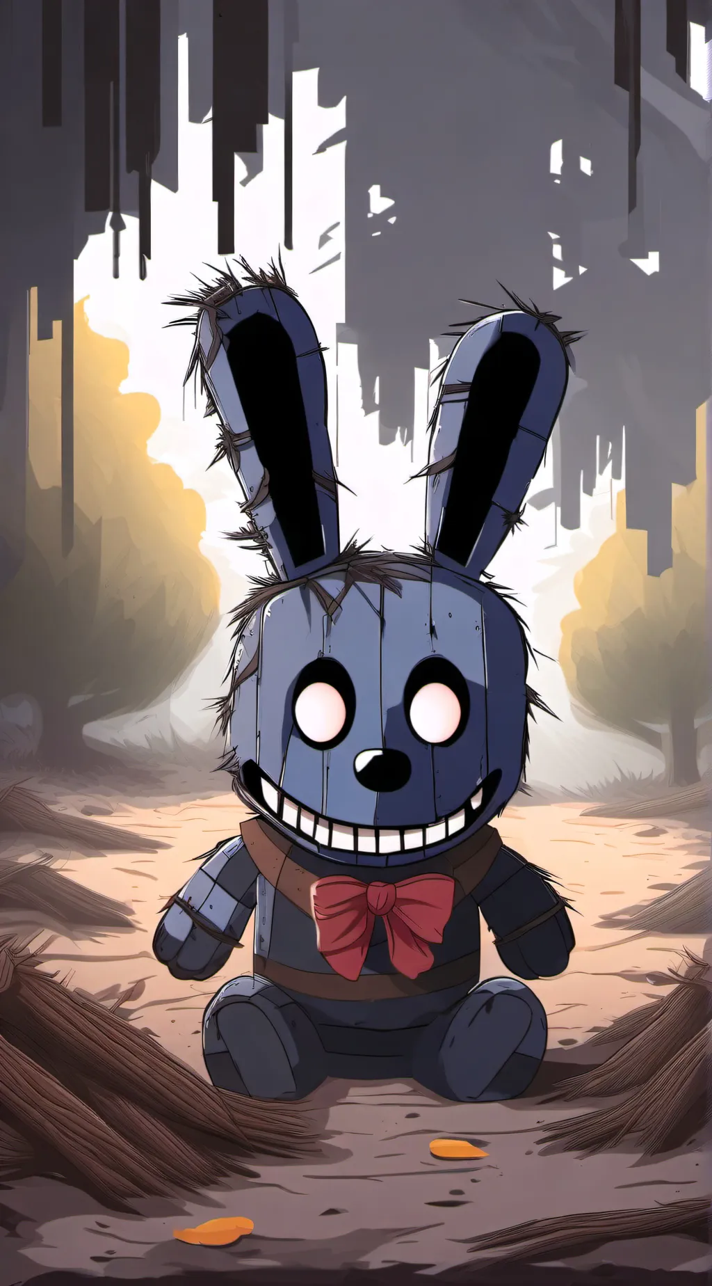 ai character: messy bonnie plush background