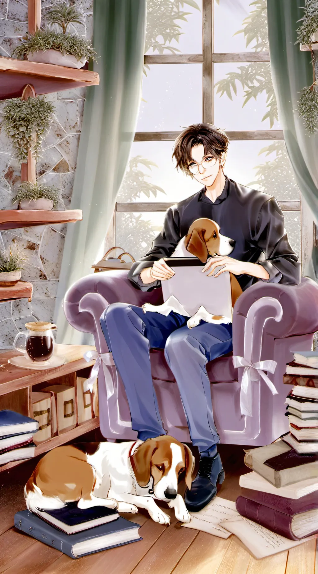 ai character: dog pressed background