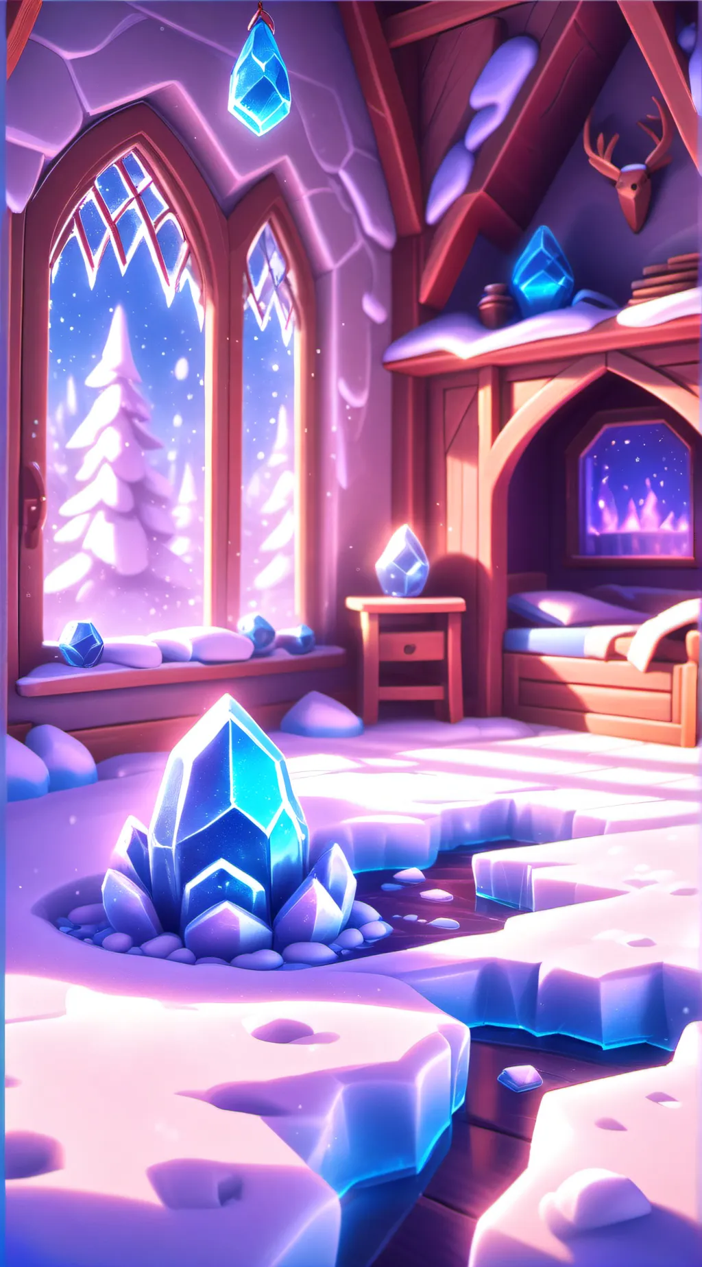 ai character: Snowy laboratory  background