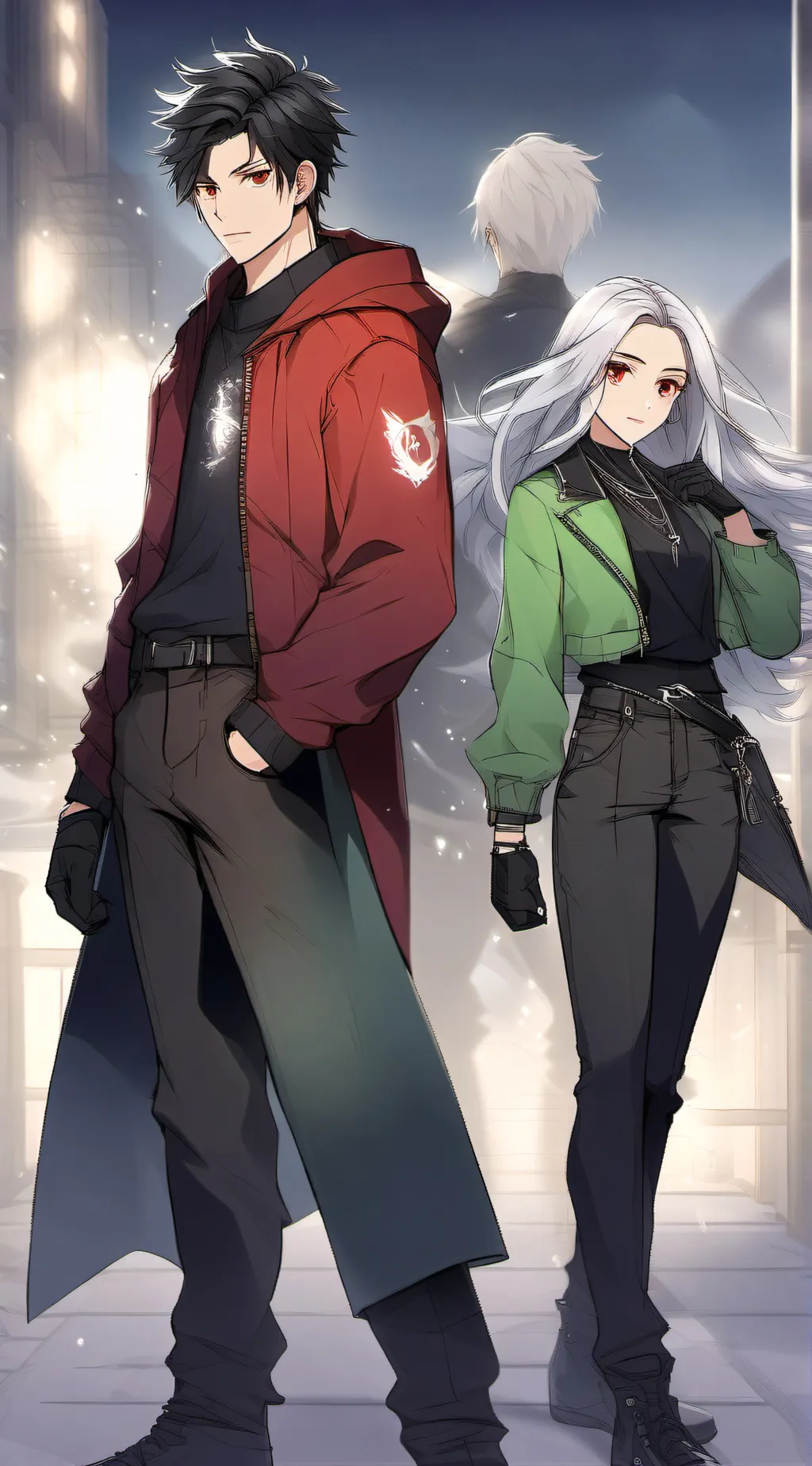 ai character: silver and nova background