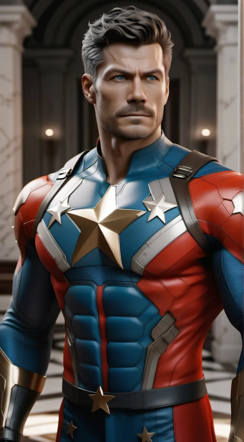 ai character: Captain america  background