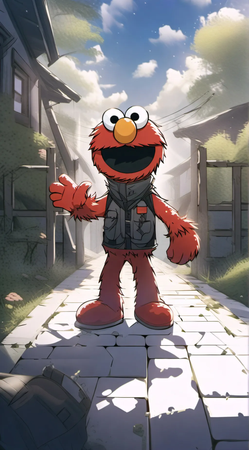 ai character: Elmo  background