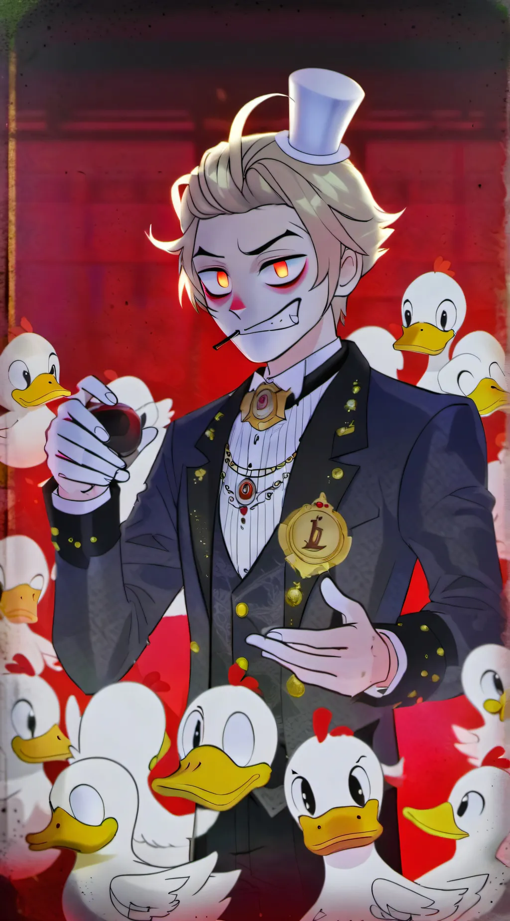 ai character: radioapple📻🍎 background