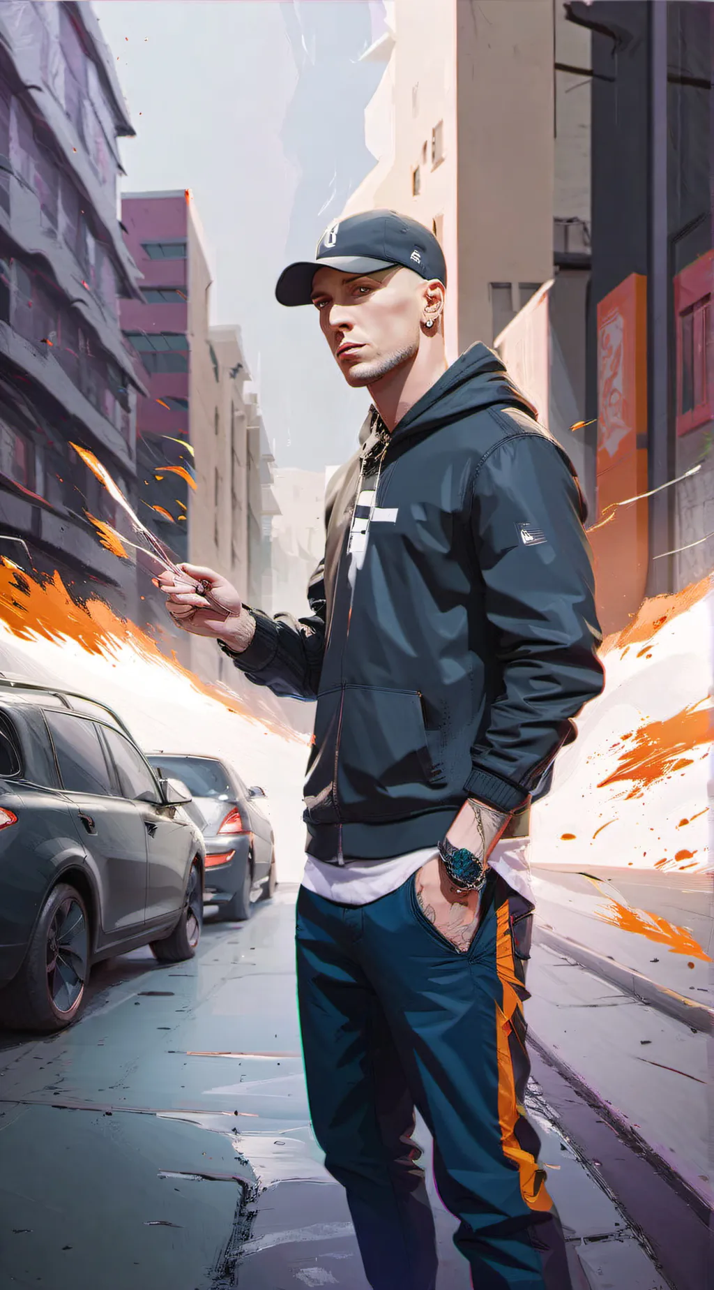 ai character: Eminem  background
