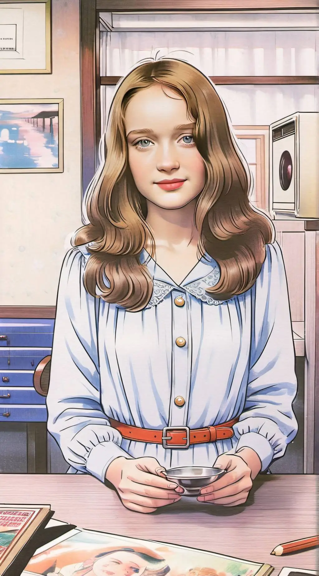 ai character: Sadie sink  background