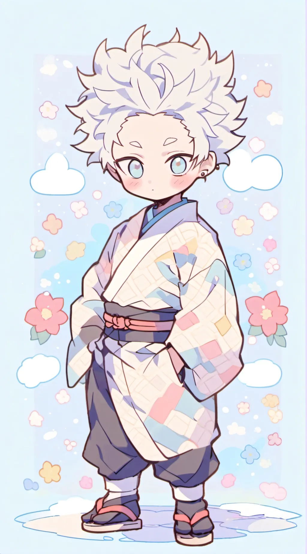 ai character: Kid gojo  background