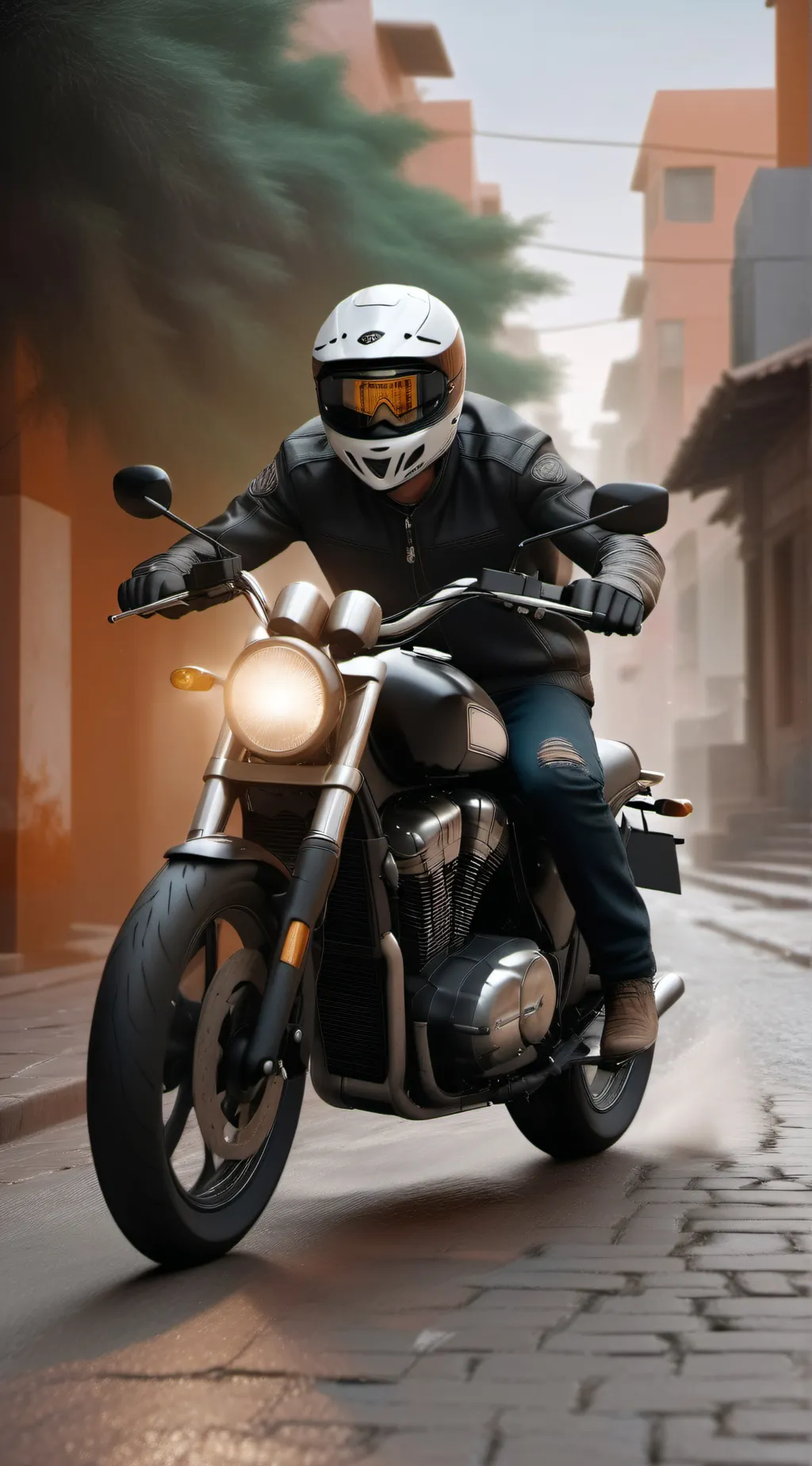 ai character: Motercycel man background