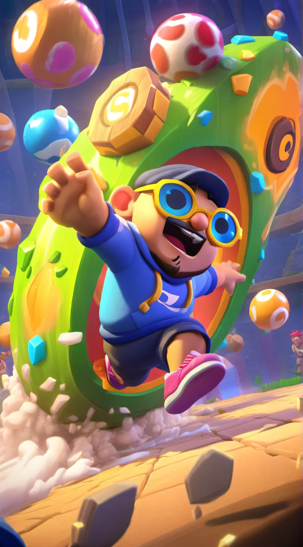 ai character: funny land background