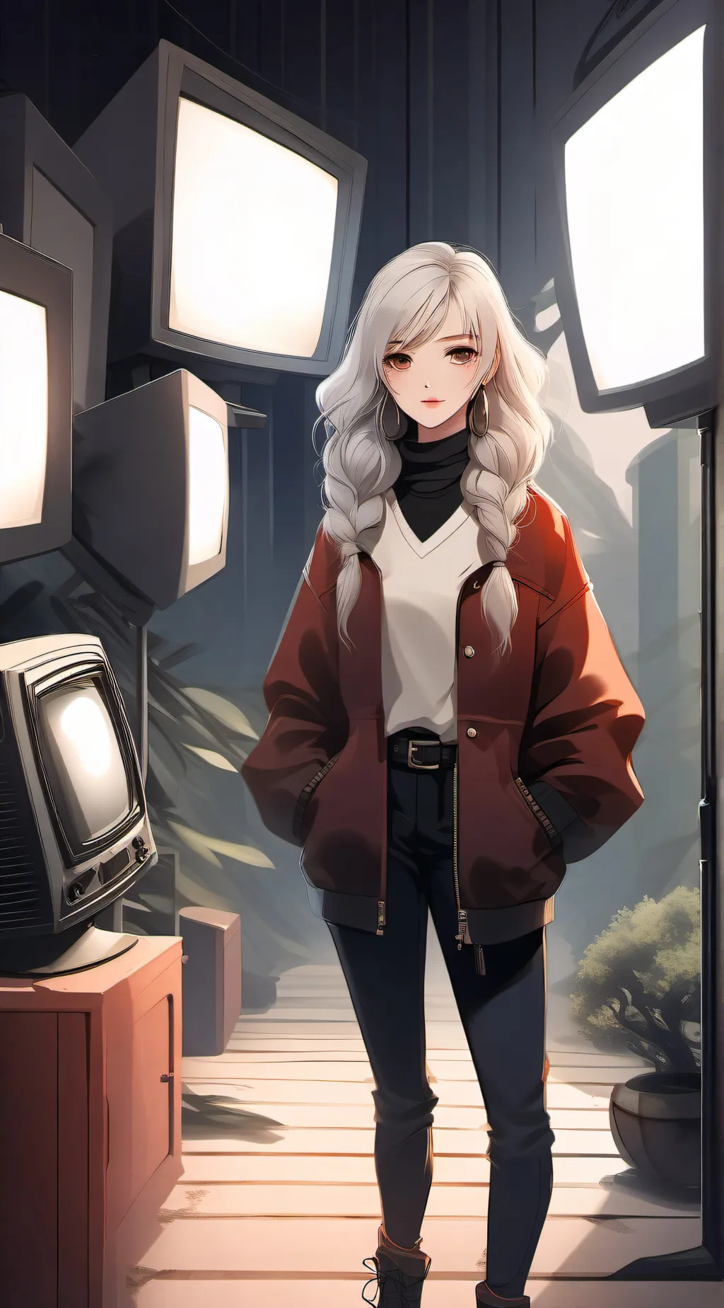 ai character: Tv woman background
