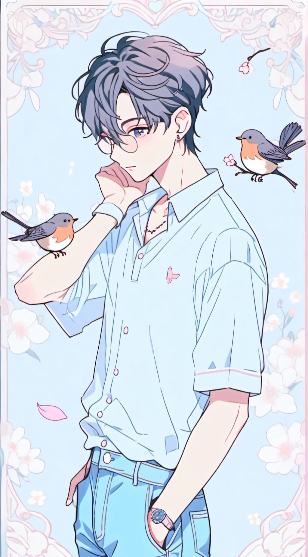 ai character: robin the clock. background