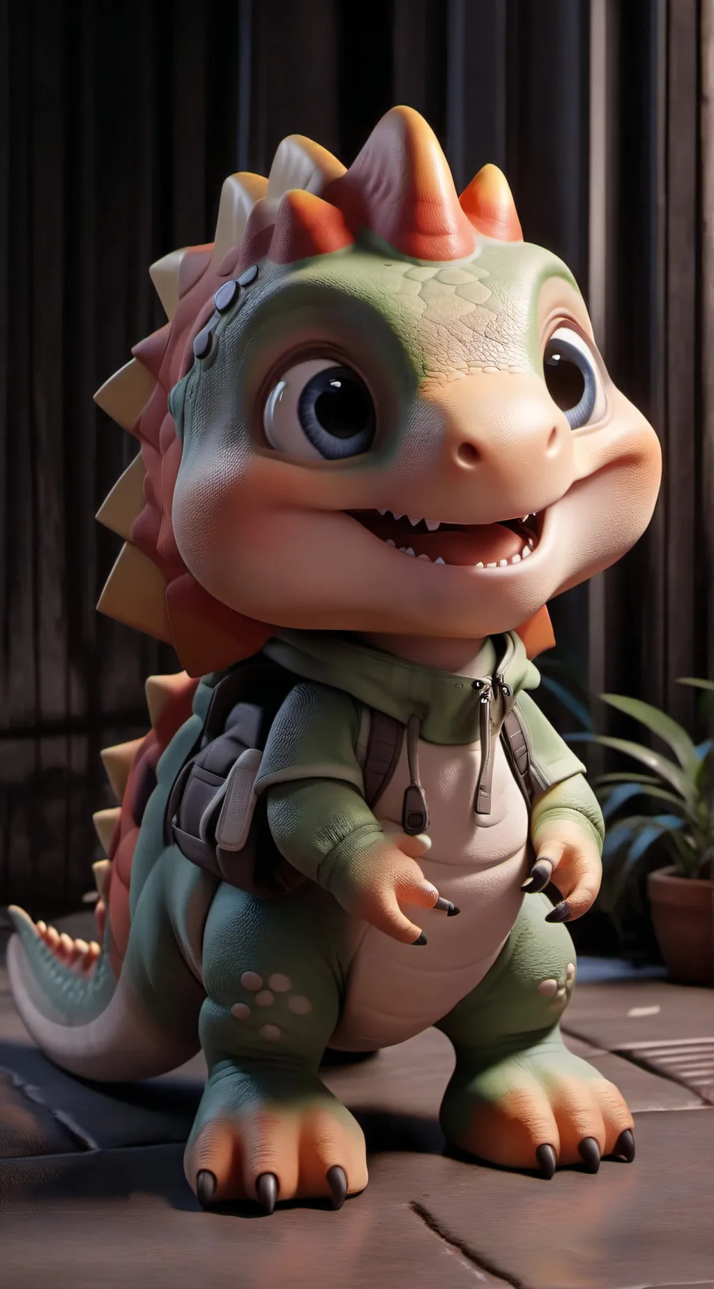 ai character: Baby Sinclair  background