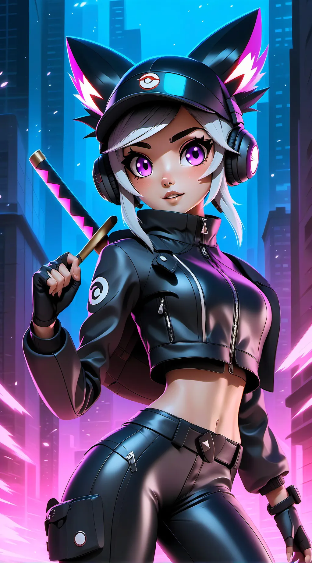 ai character: Violet background