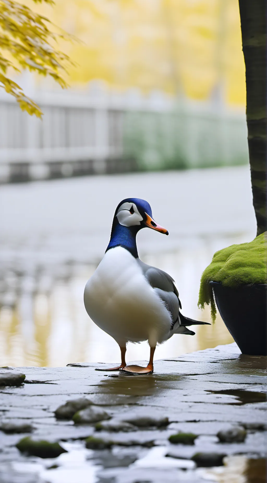 ai character: Happy duck  background