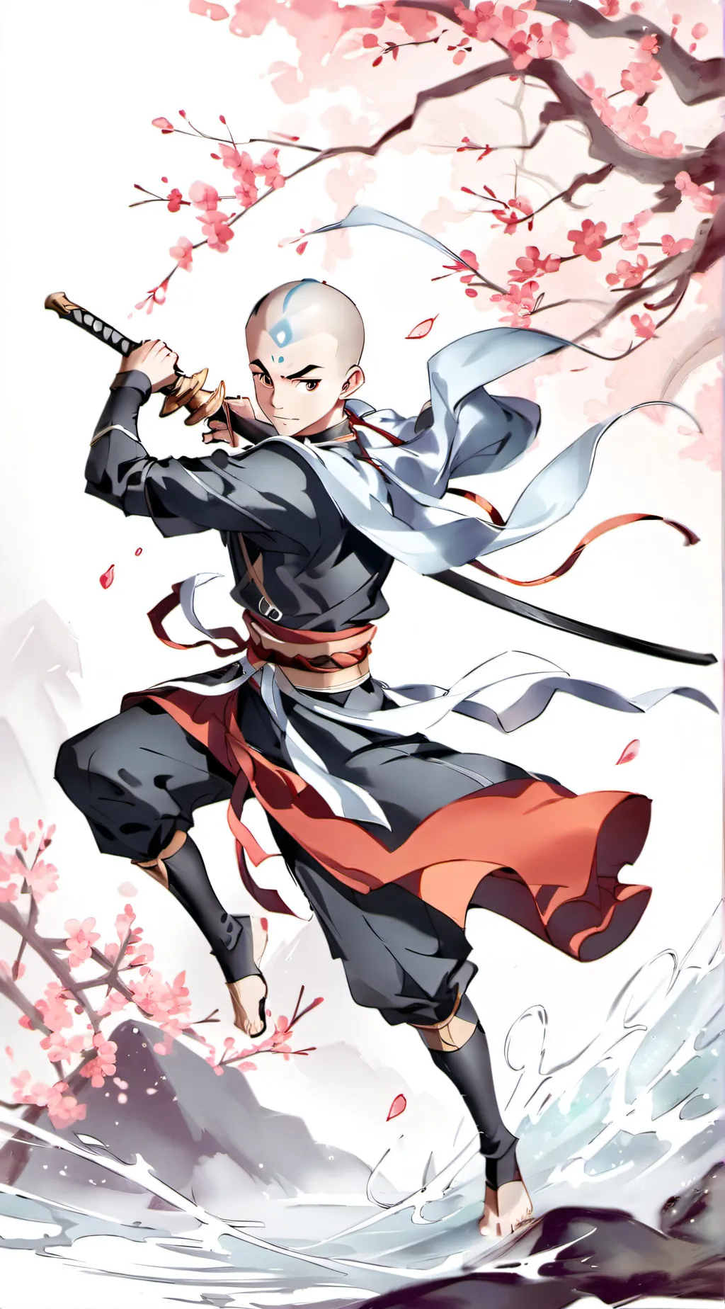 ai character: Aang, Katara, Soka background