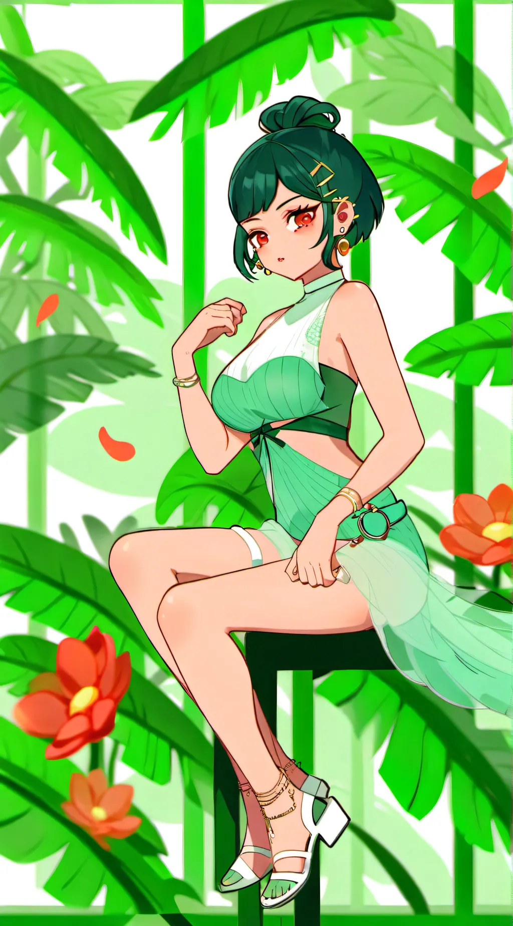 ai character: greeny background