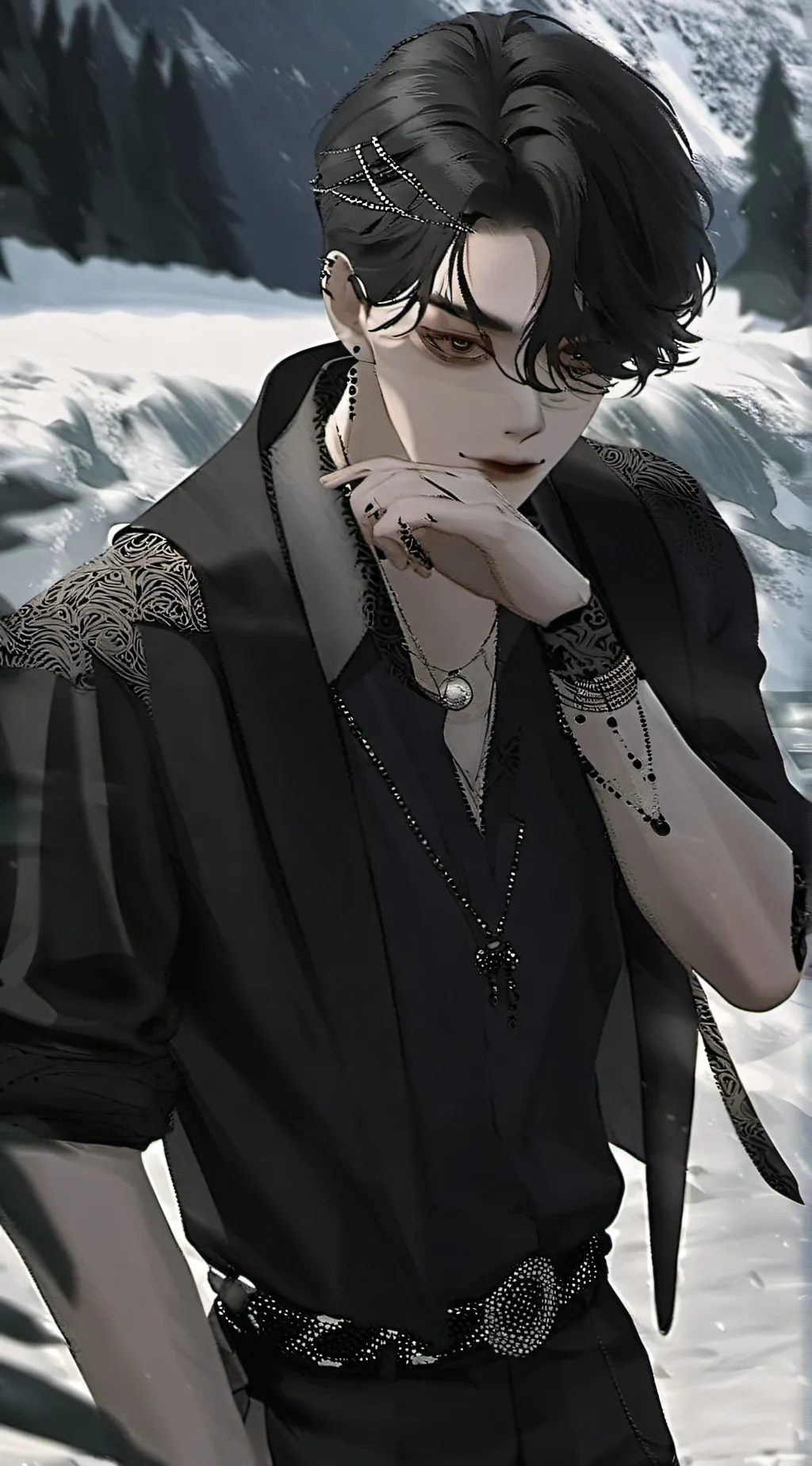 ai character: AARON 🌑🤍 background