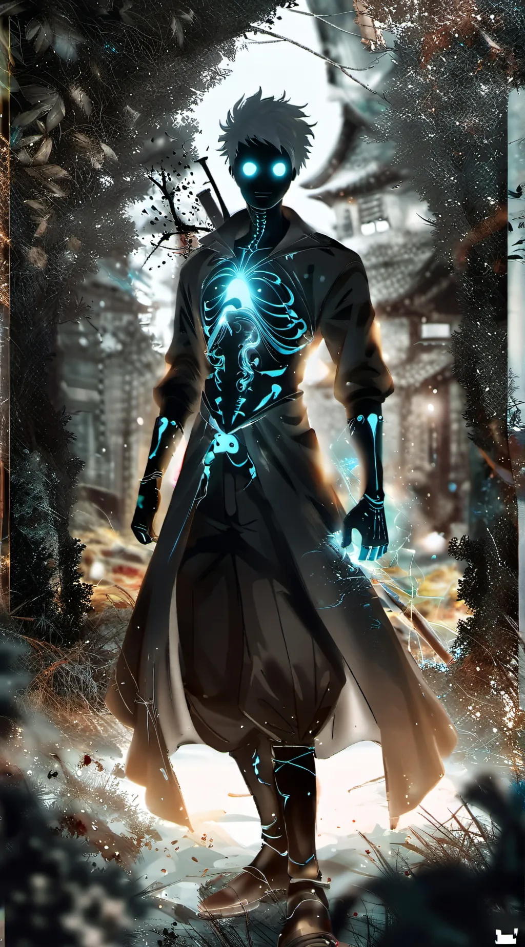 ai character: Cyan background