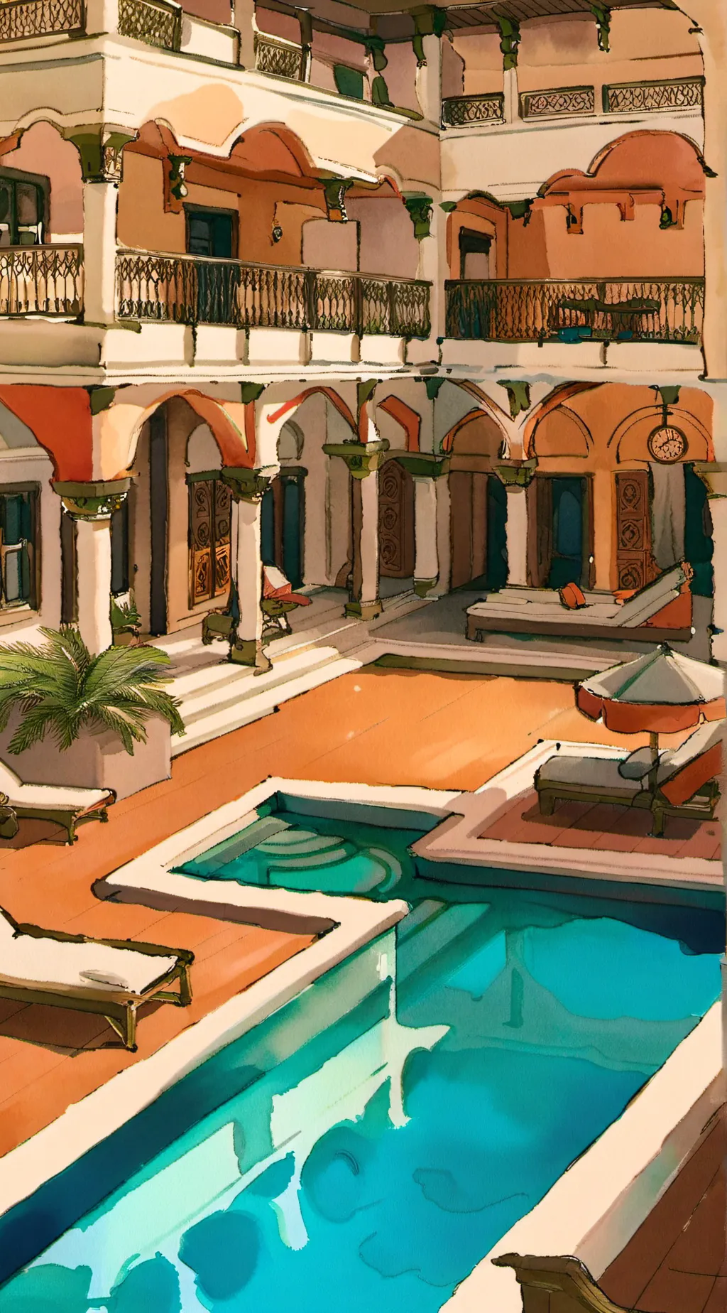 ai character: FPE pool party background