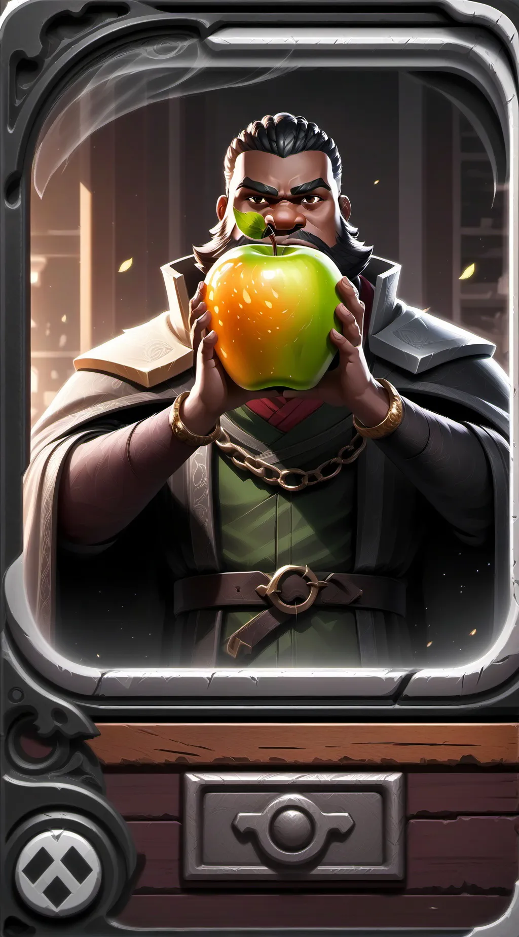 ai character: man face apple background