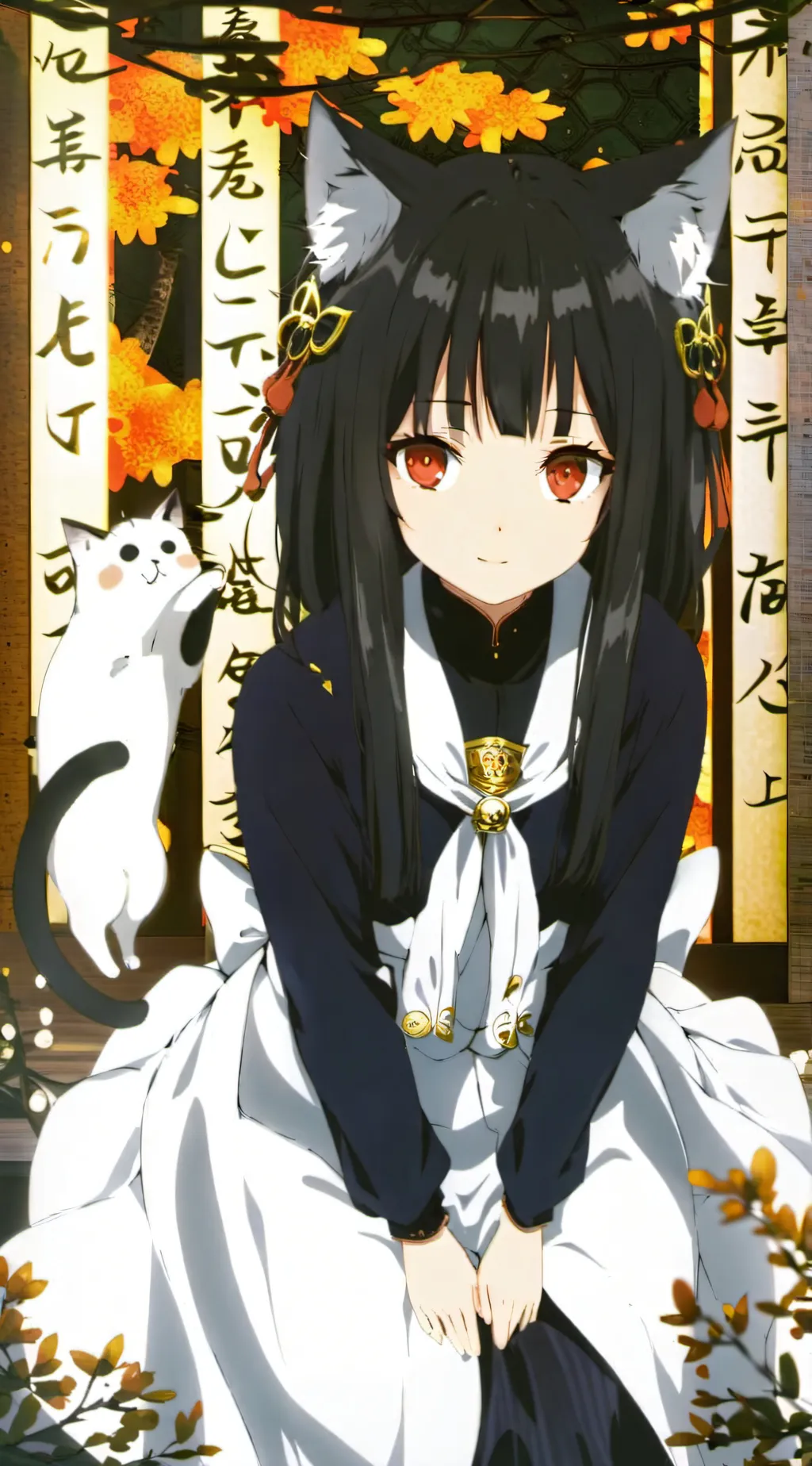 ai character: Neko girl  background