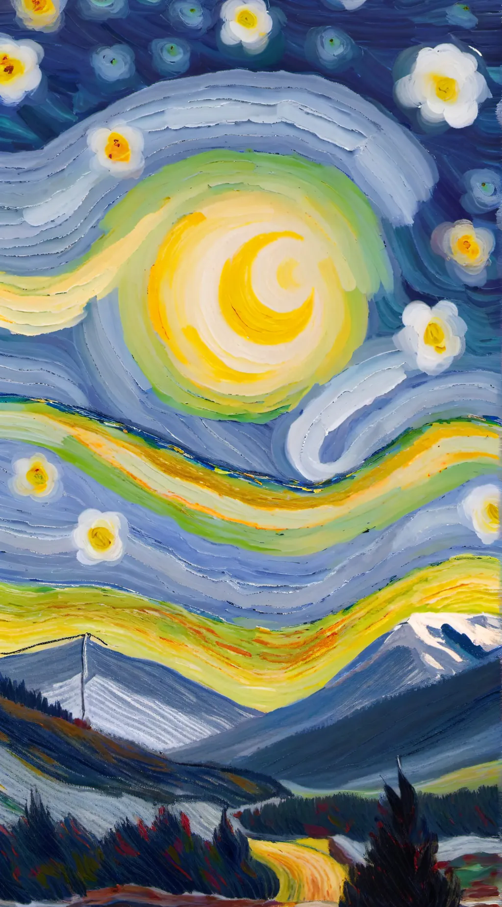 ai character: in woods at night  background