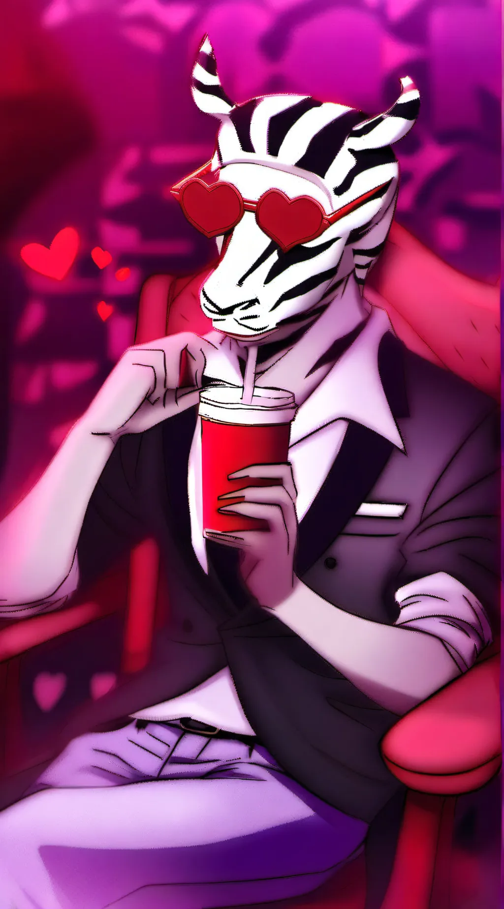 ai character: valentino zebra background