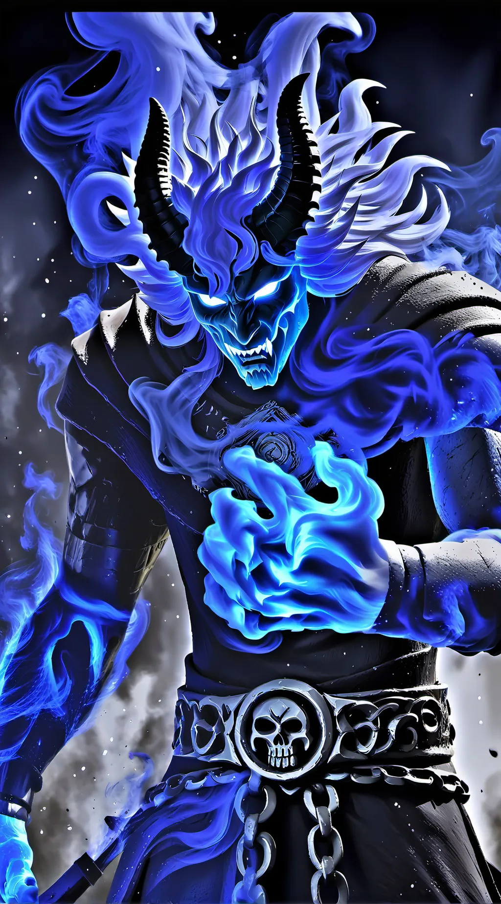 ai character: llama azul background