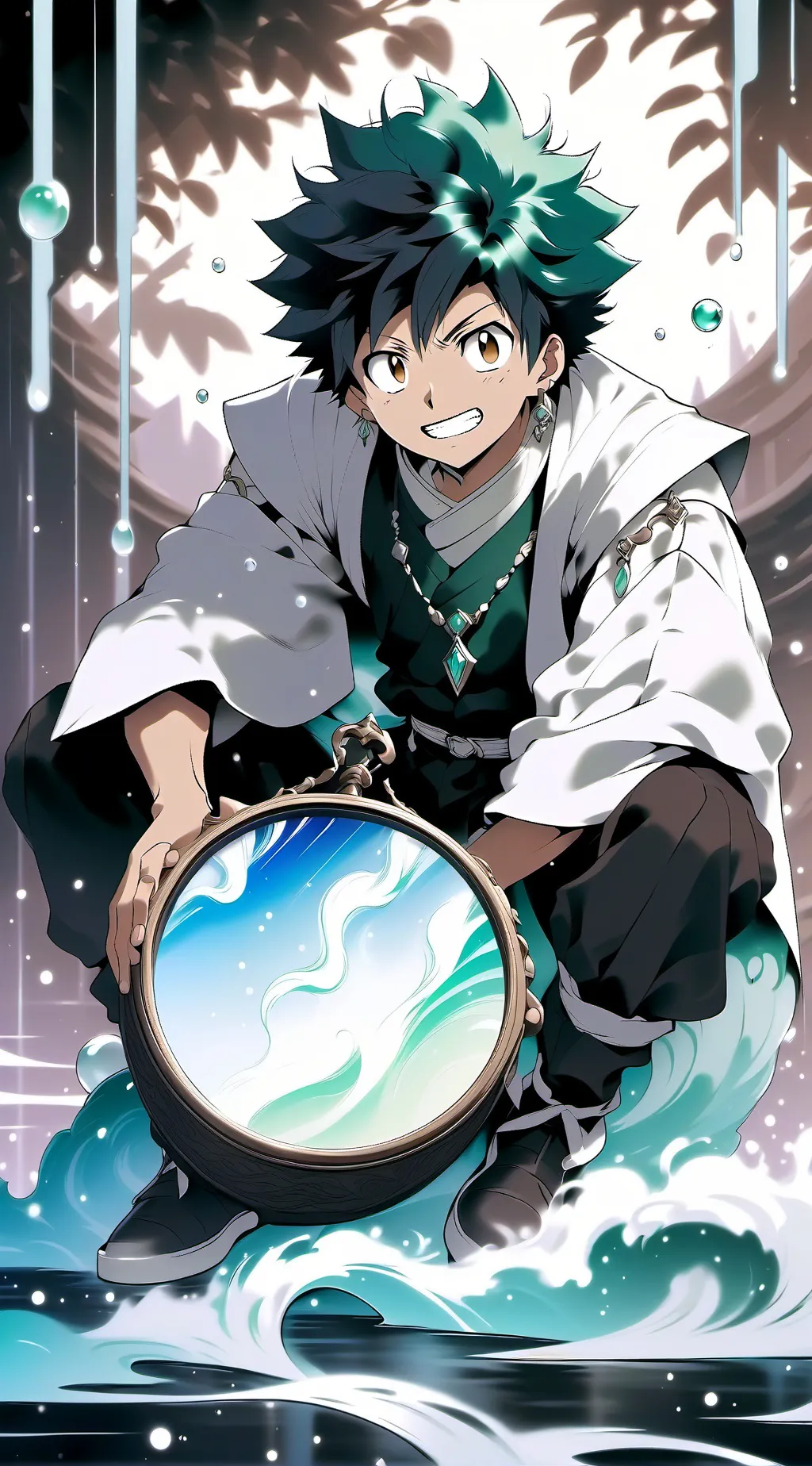 ai character: Mha😈✨💚🖤🤍😇 background