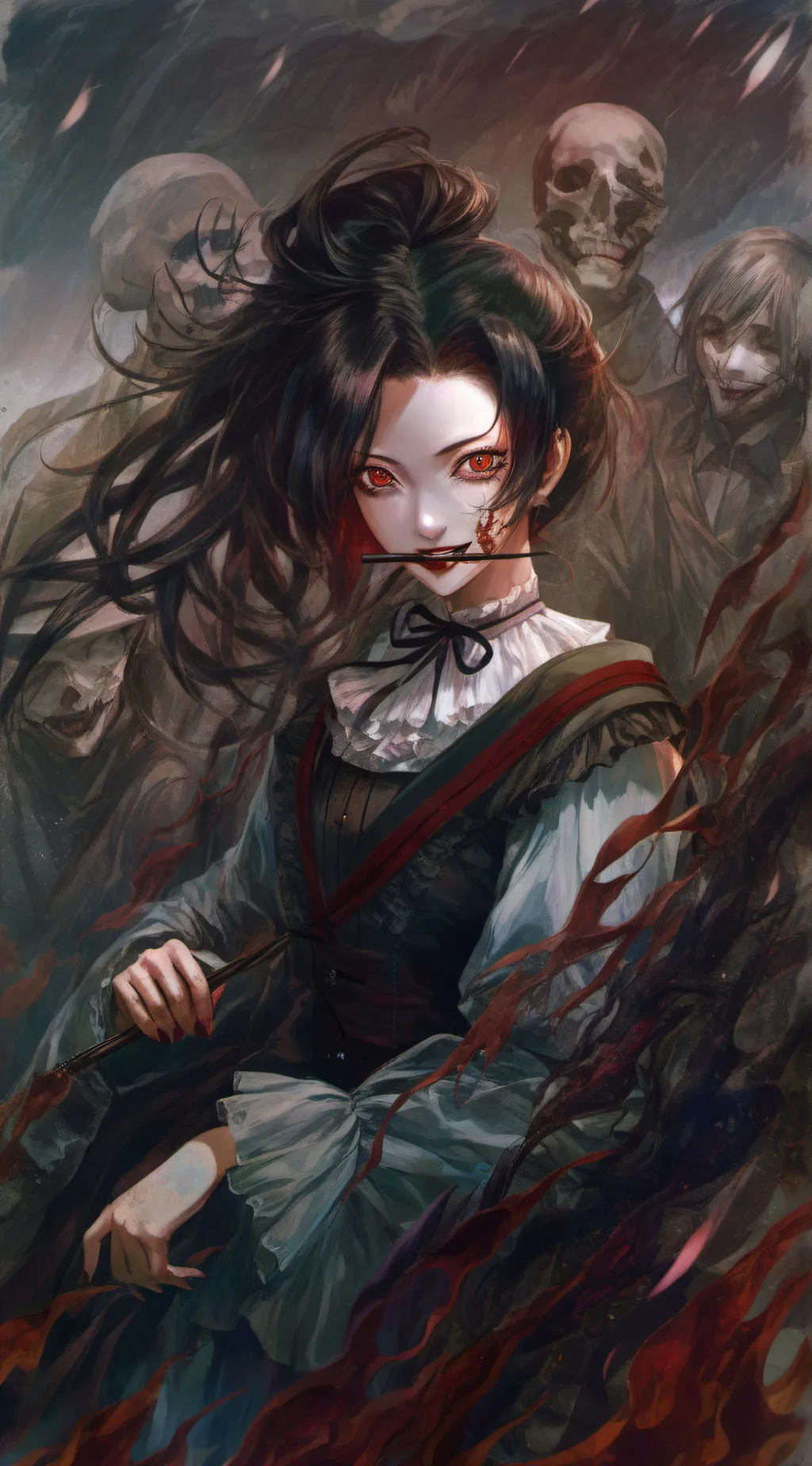 ai character: kuchisake onna background