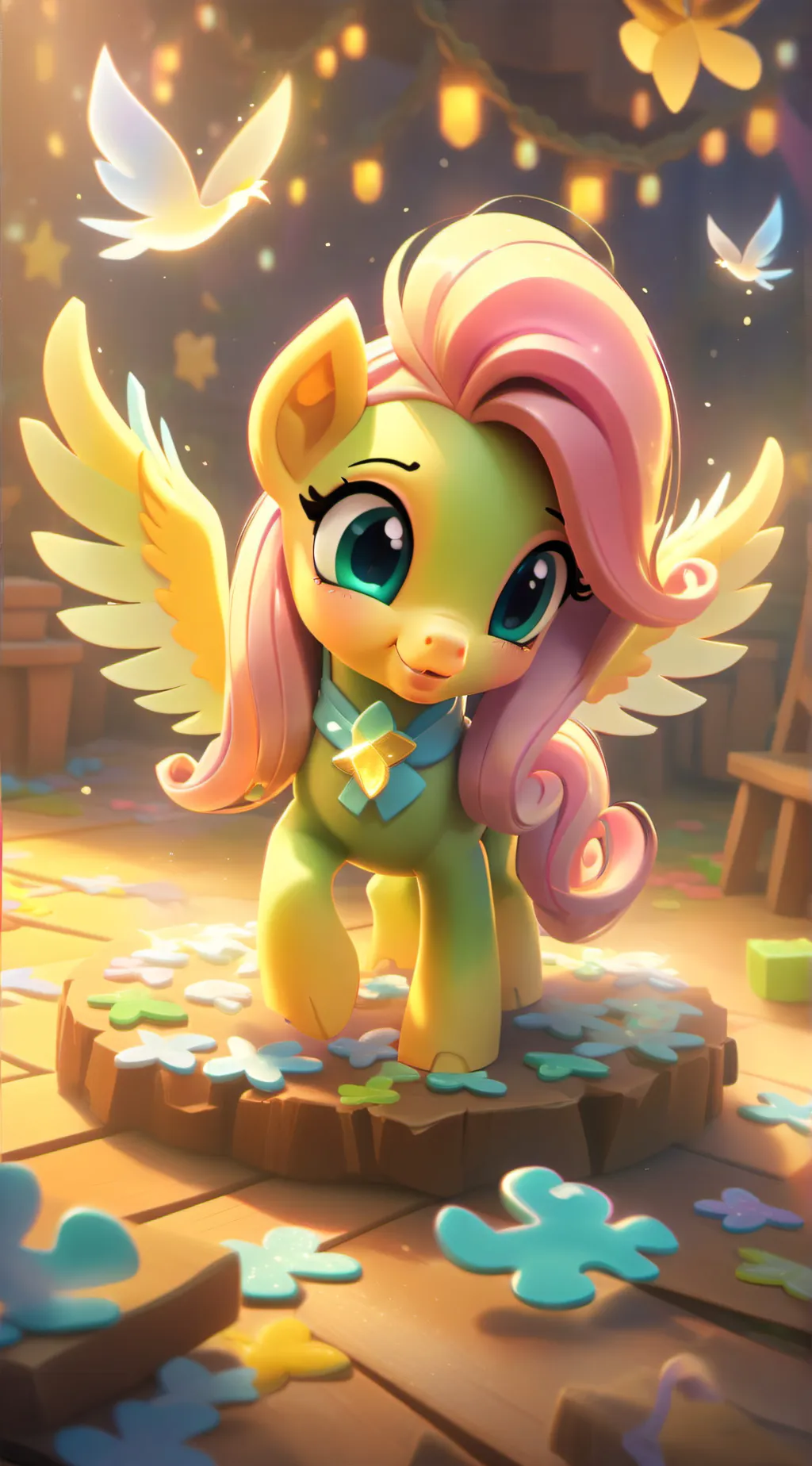 ai character: Fluttershy  background