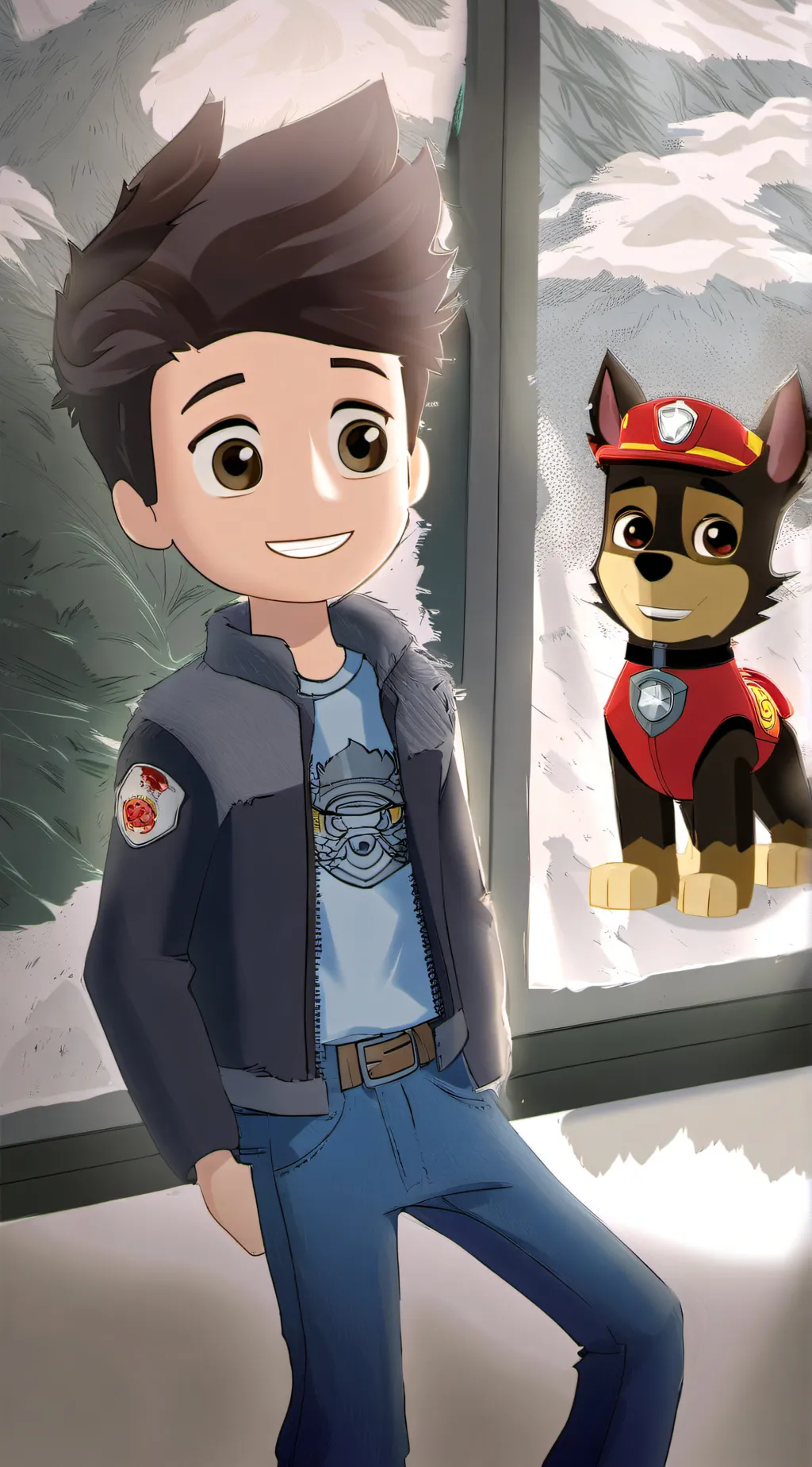 ai character: PAW PATROL RIDER background