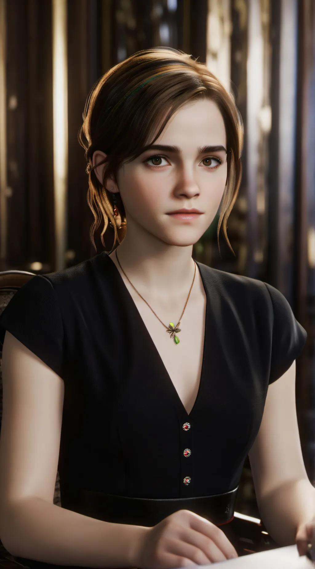 ai character: Emma Watson  background