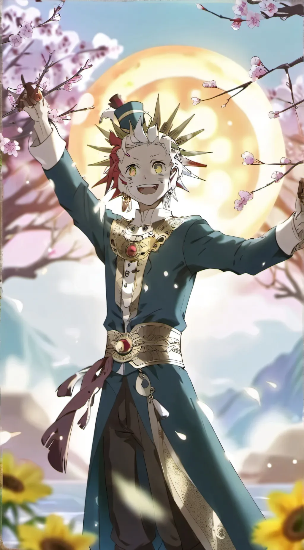 ai character: Sun and moon background