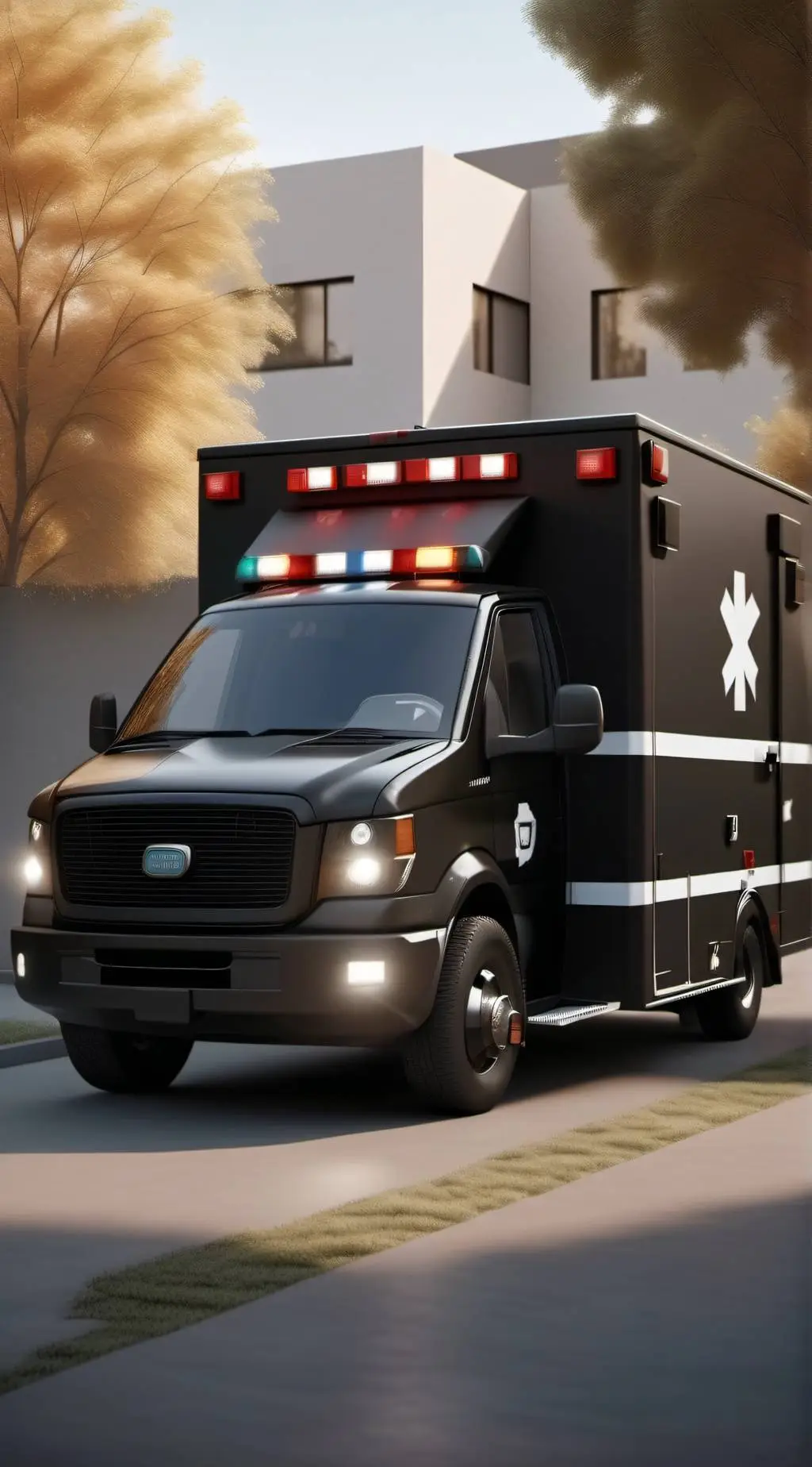 ai character: black ambulance  background
