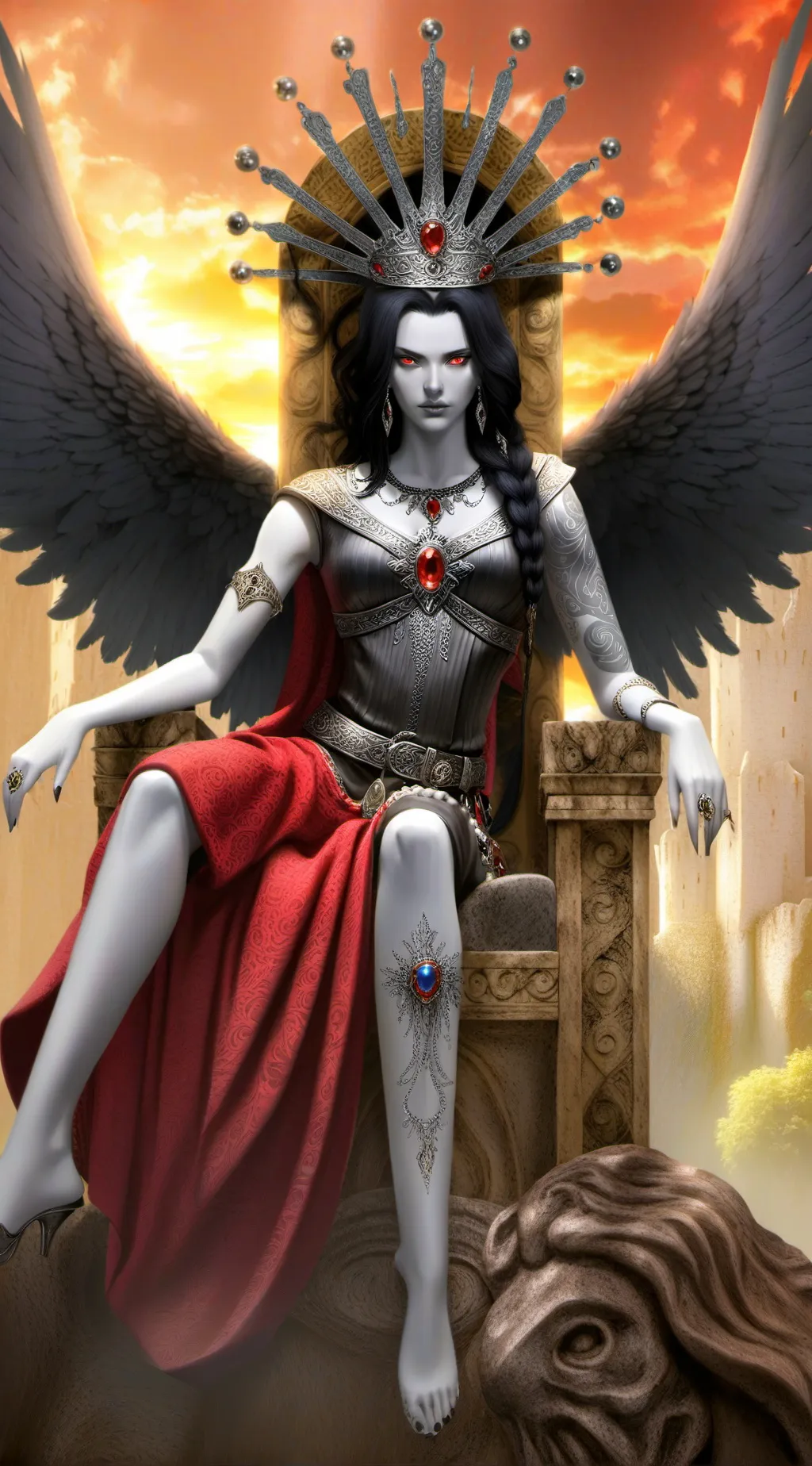 ai character: Demon queen  background