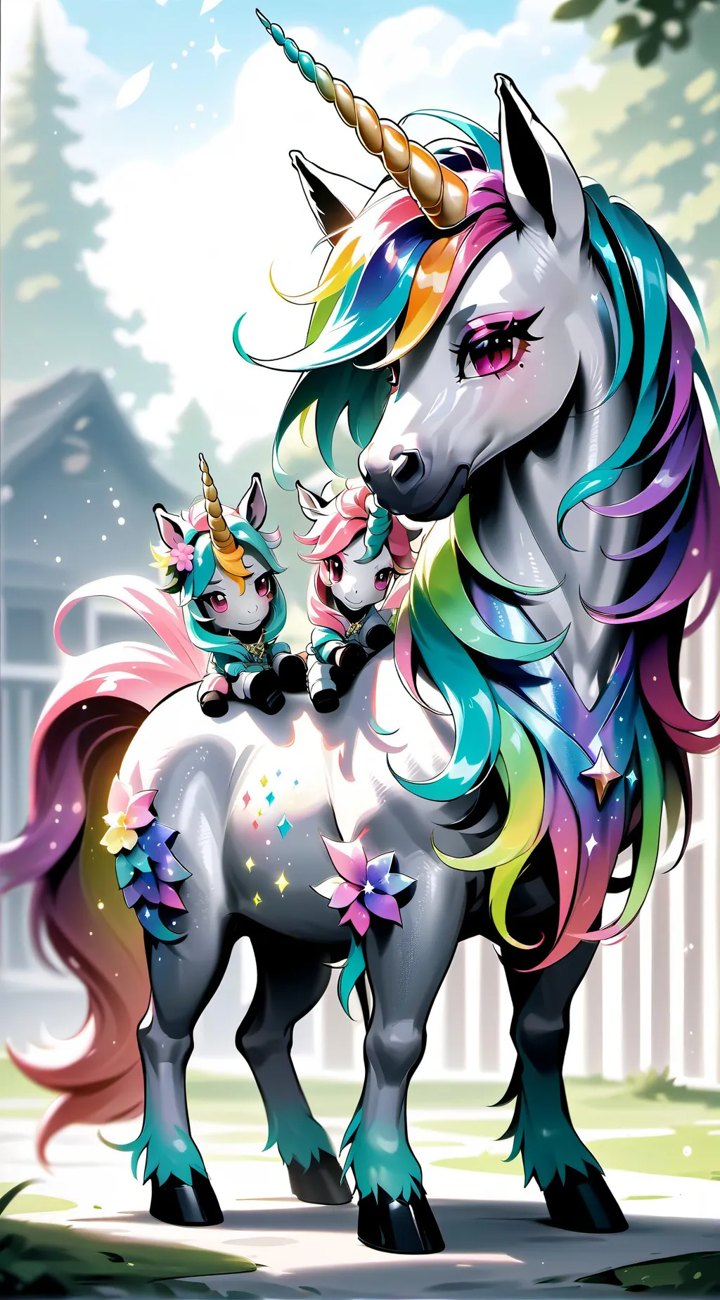 ai character: Unicorn mom  background