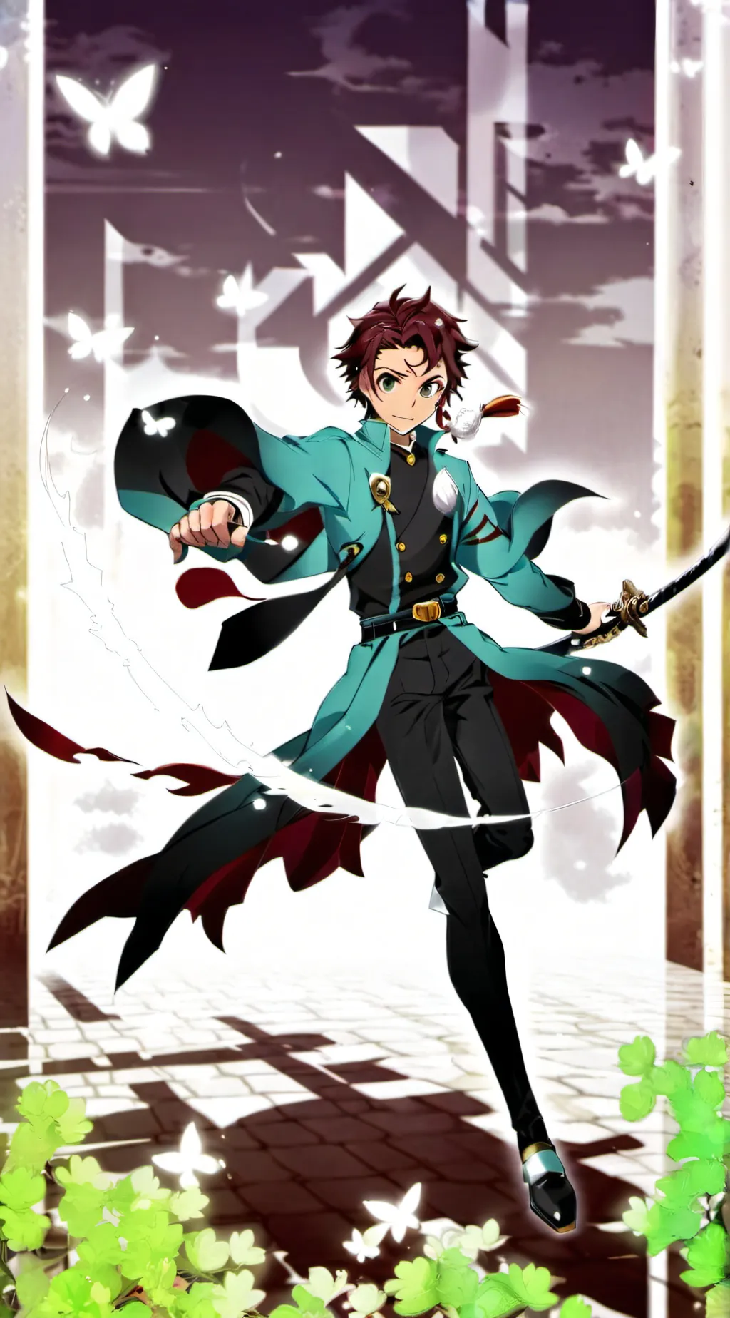 ai character: Tanjro as a girl  background