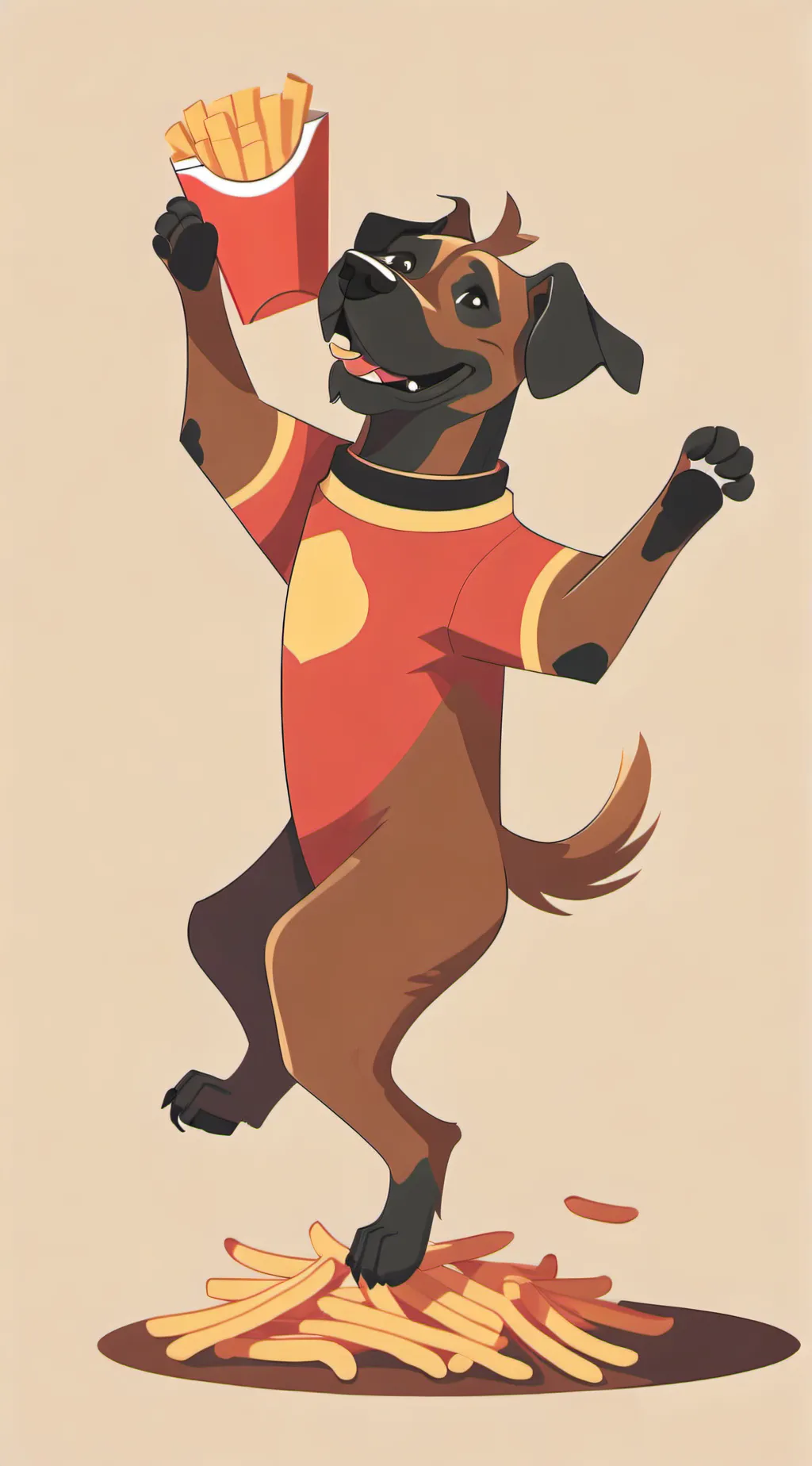 ai character: Dog dancing background