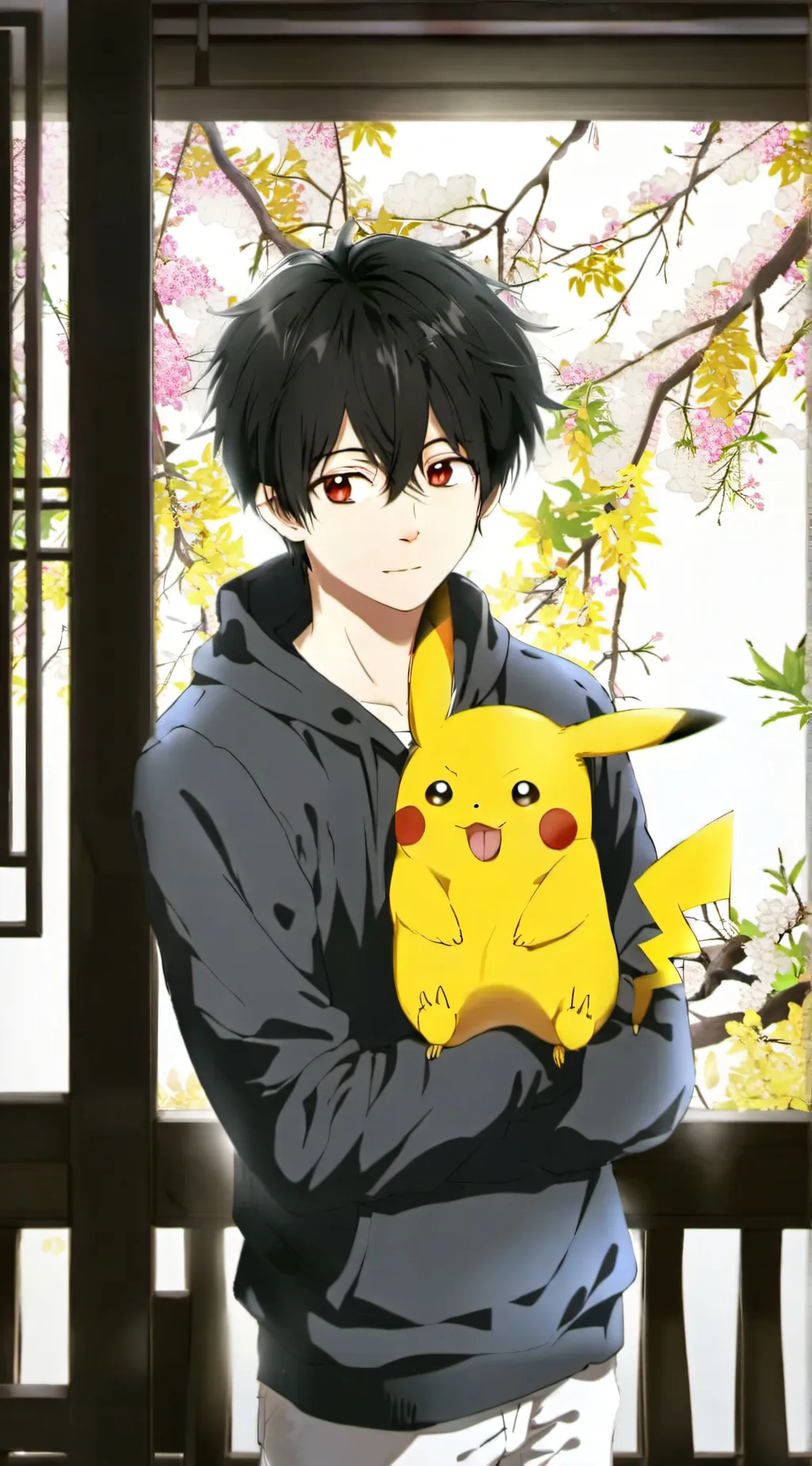 ai character: Liam and Pikachu  background