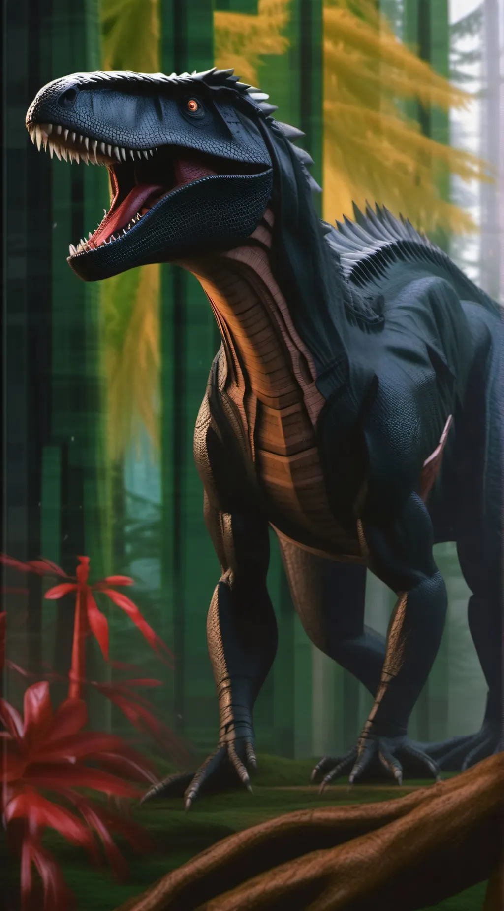 ai character: Indoraptor x blue background
