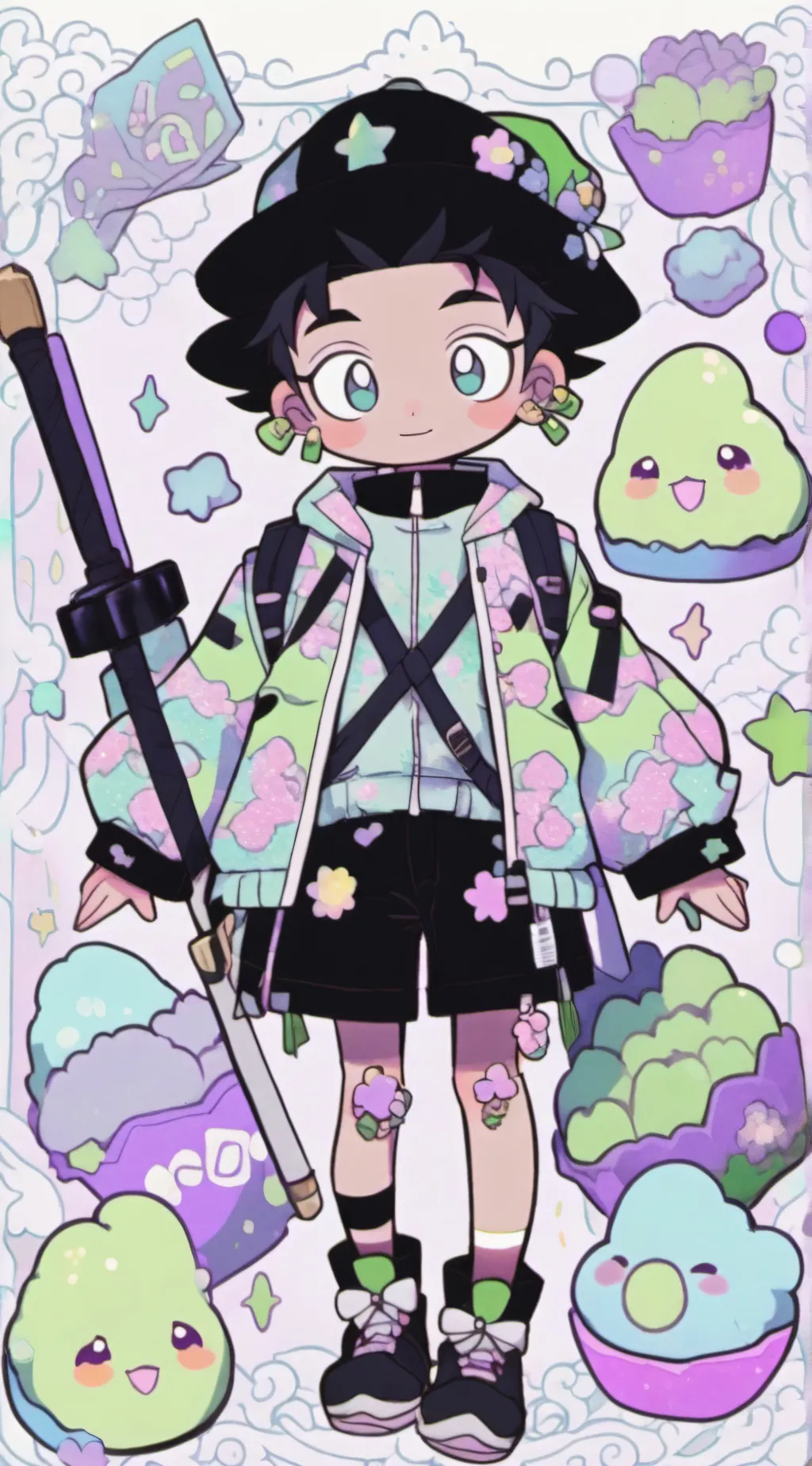 ai character: Dib in a nugget background