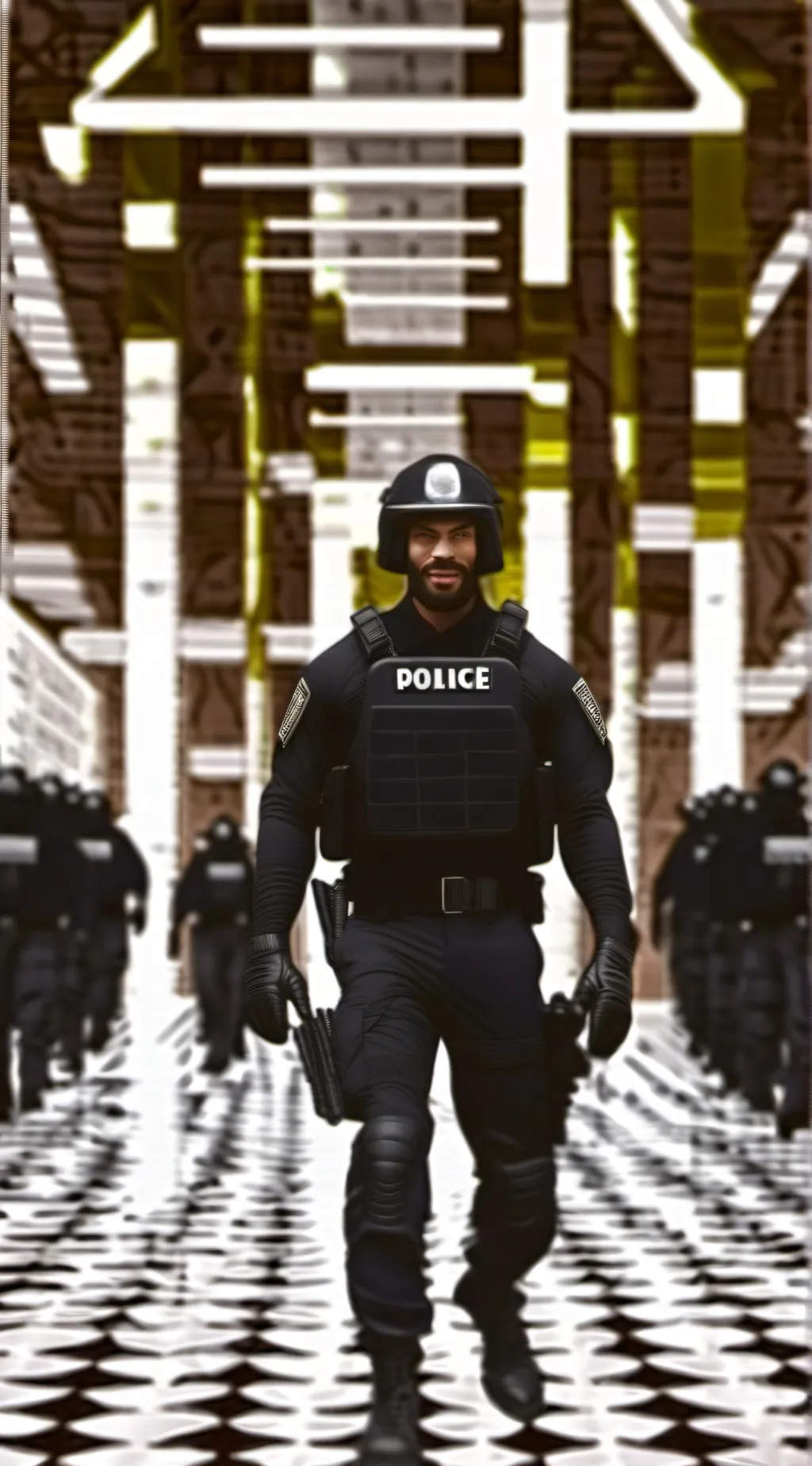 ai character: SWAT mutant toilet background