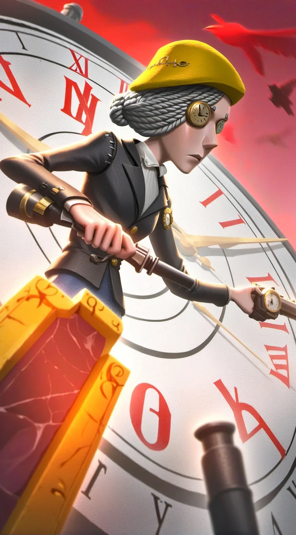 ai character: Clock woman background