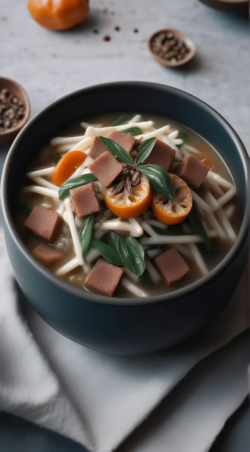 ai character: food spageti background