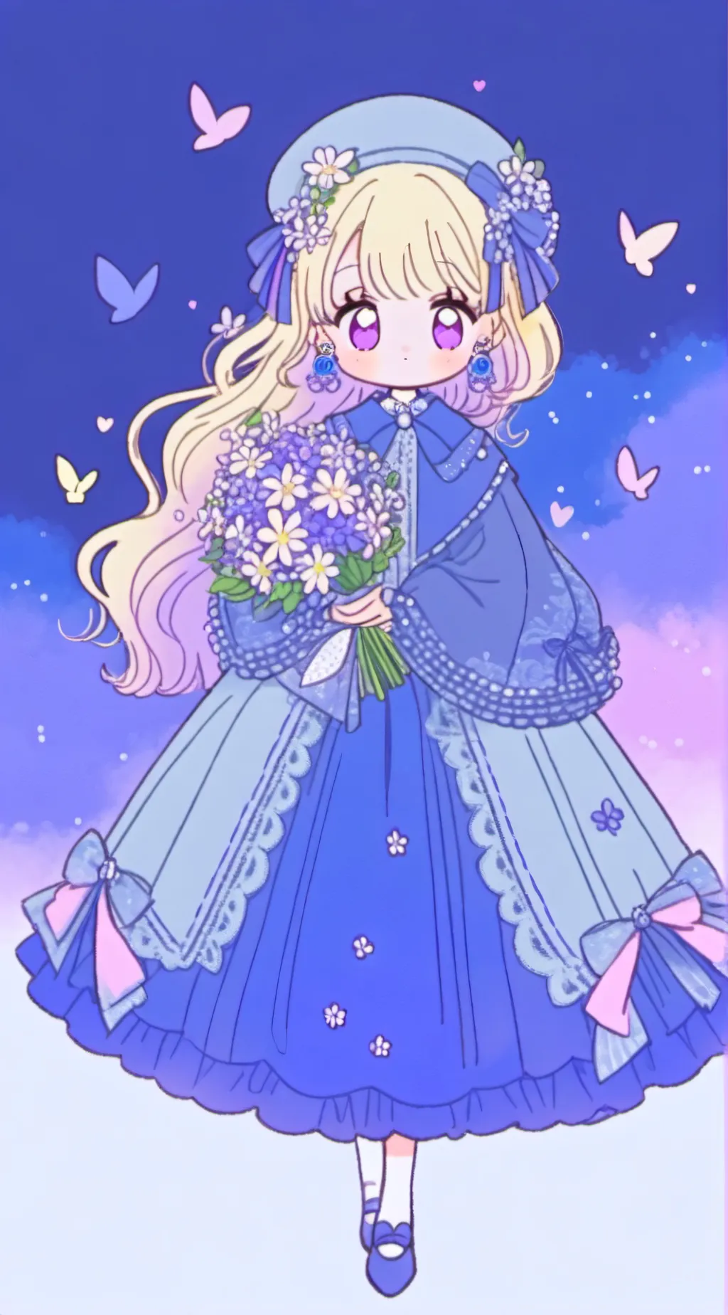 ai character: Violet background